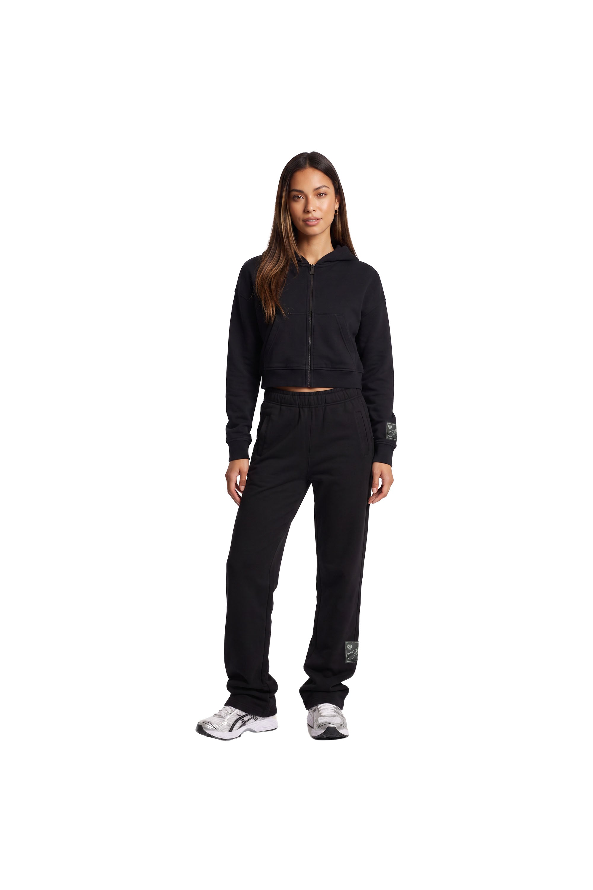 Malelions Women Cropped Studio Zip Hoodie | Black