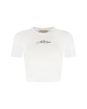 Malelions Women Cropped Studio Top | White