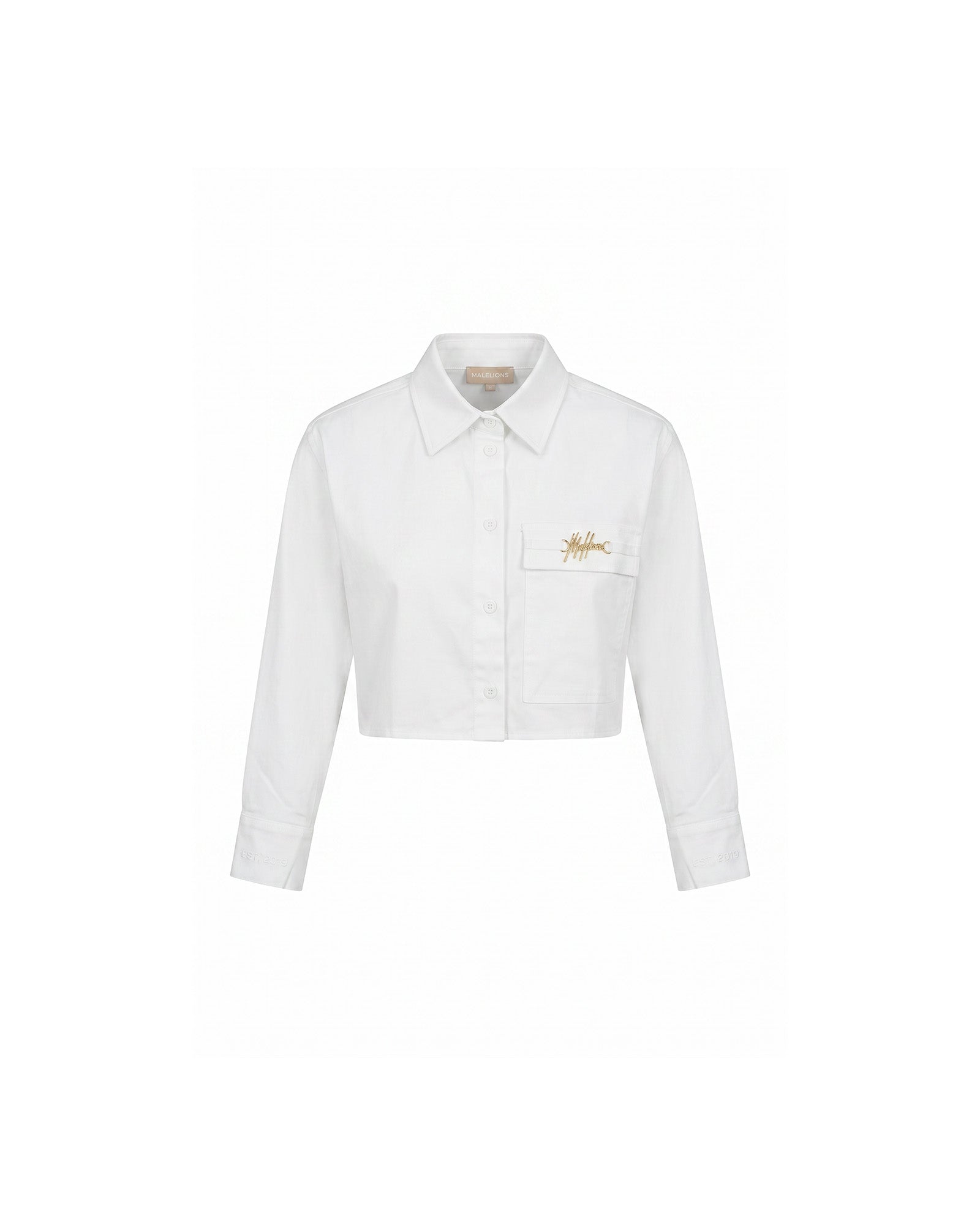 Malelions Women Cropped Button-Up Shirt | White