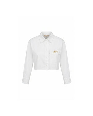 Malelions Women Cropped Button-Up Shirt | White