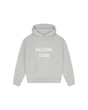 Malelions Women Heavy Knitted Hoodie | Grey Melange