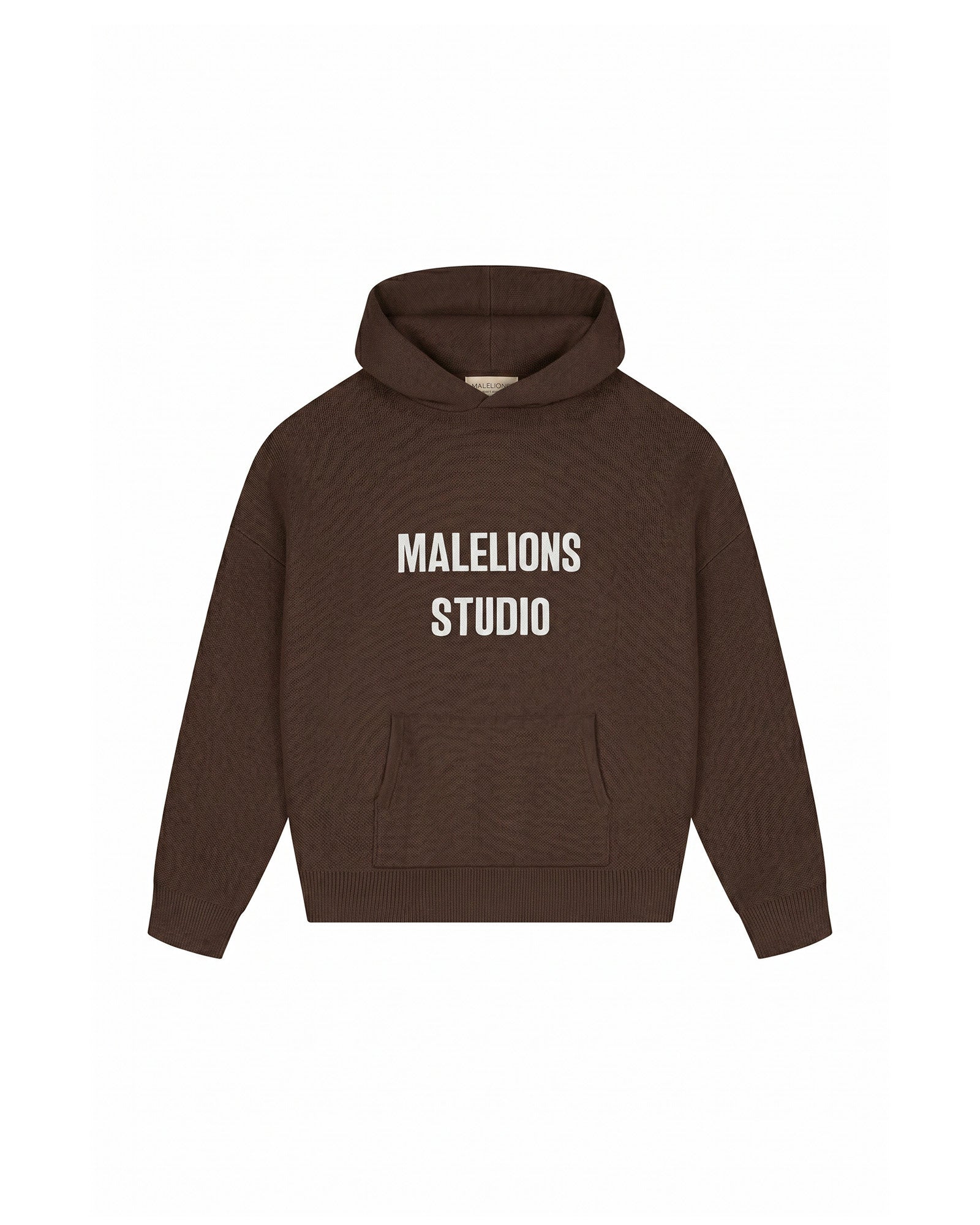 Malelions Women Heavy Knitted Hoodie | Dark Brown