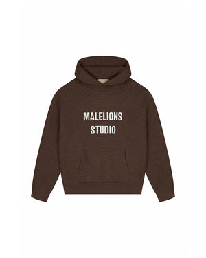 Malelions Women Heavy Knitted Hoodie | Dark Brown