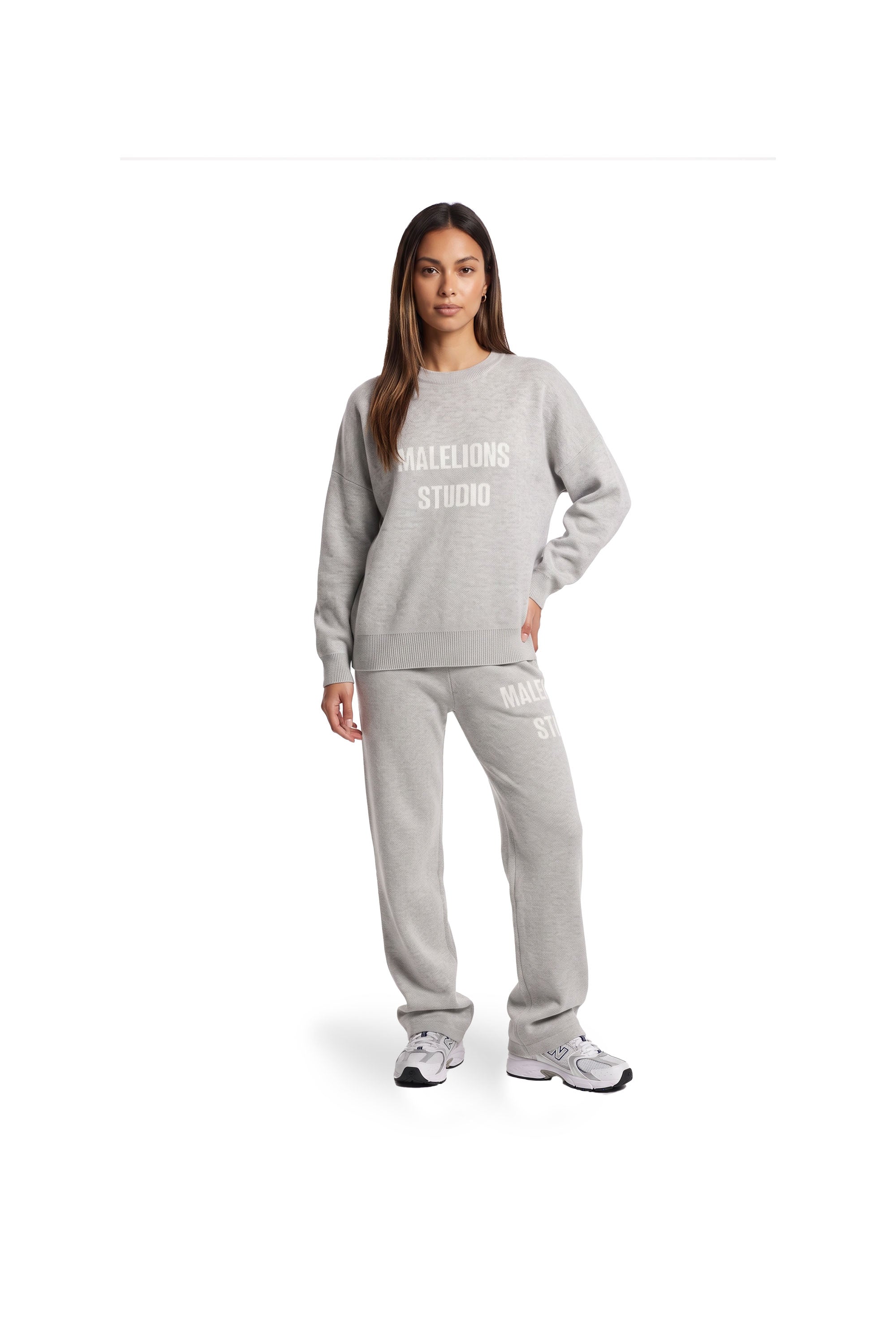 Malelions Women Heavy Knitted Sweater | Grey Melange