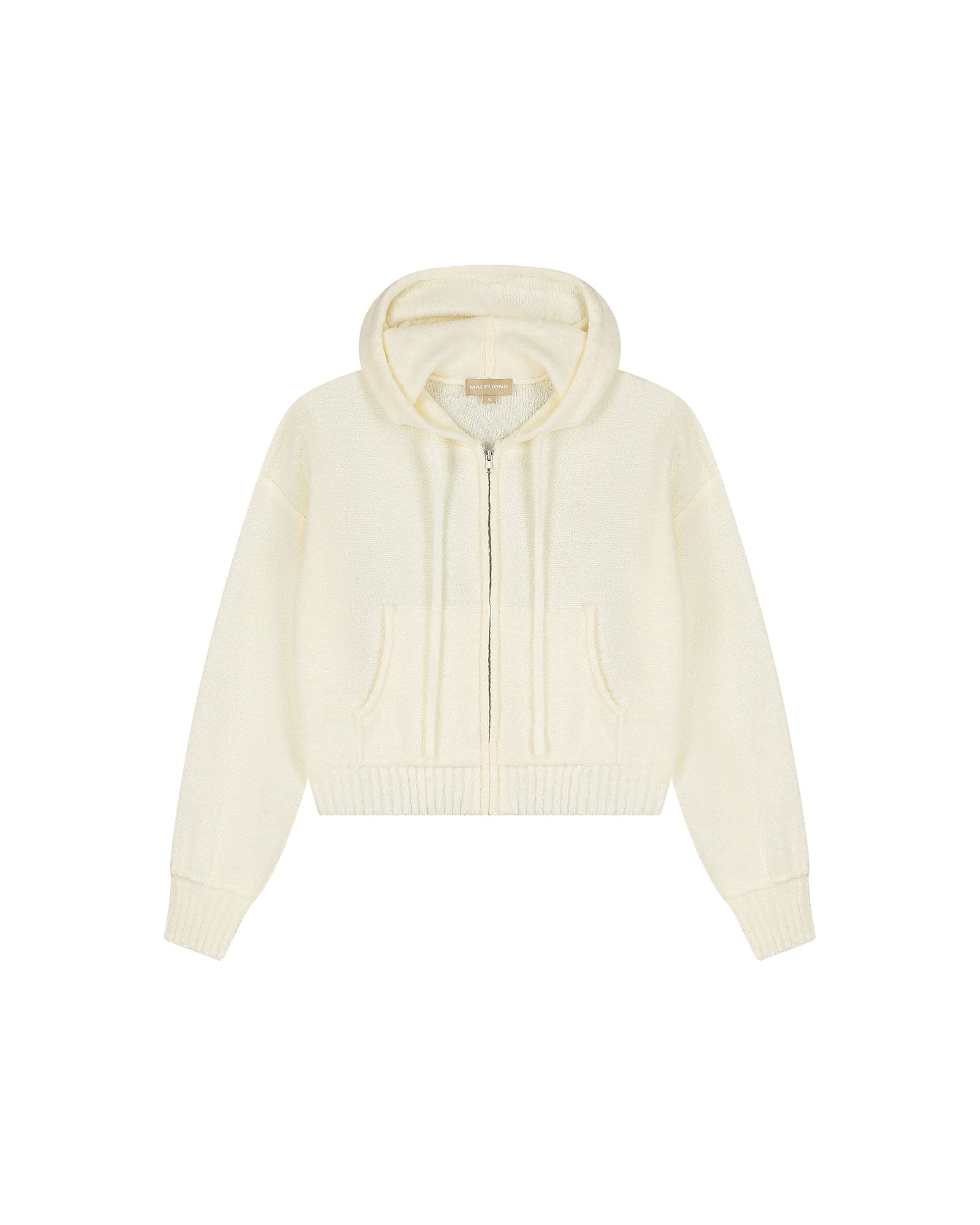 Malelions Women Cropped Bouclé Emblem Zip Hoodie | Off-White
