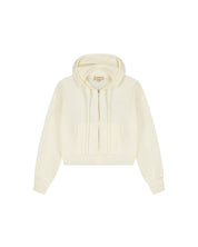 Malelions Women Cropped Bouclé Emblem Zip Hoodie | Off-White