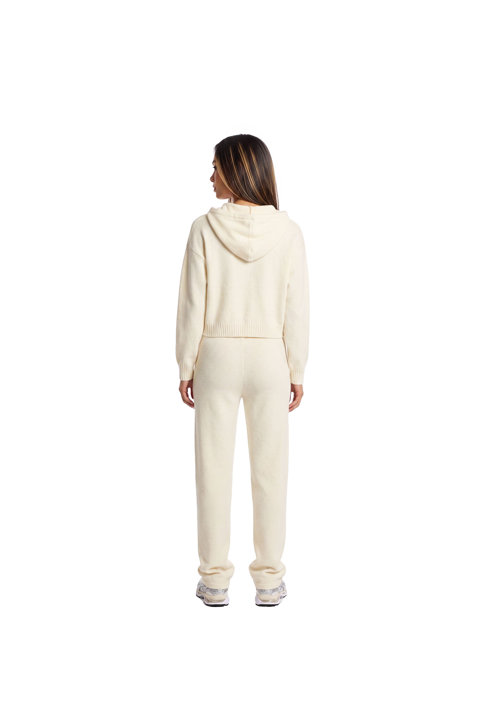 Malelions Women Cropped Bouclé Emblem Zip Hoodie | Off-White