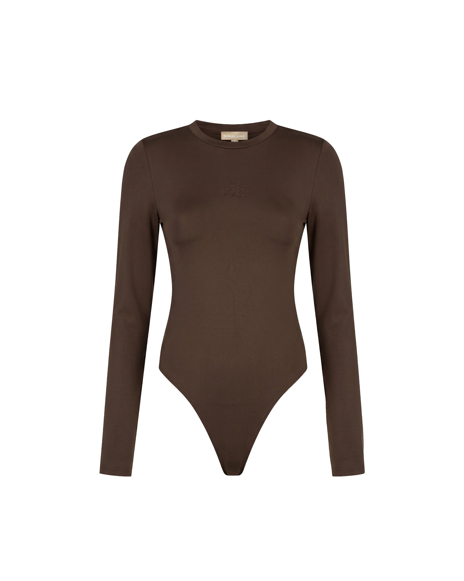 Malelions Women Emblem Crewneck Bodysuit | Dark Brown