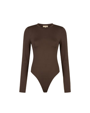 Malelions Women Emblem Crewneck Bodysuit | Dark Brown