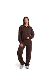 Malelions Women College Polo Sweater | Dark Brown