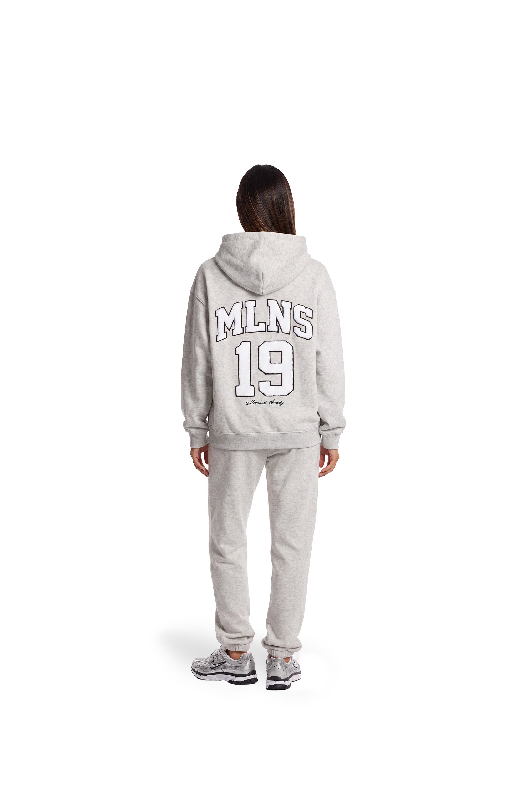Malelions Women Sherpa Applique Match Hoodie | Grey Melange