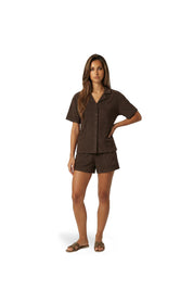 Malelions Women Emblem Bouclé Shirt | Chocolate