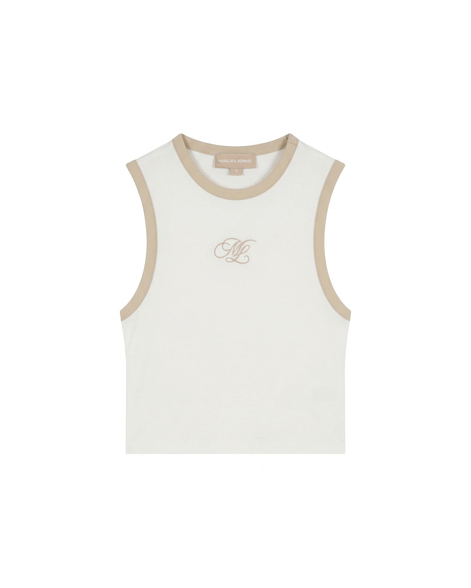 Malelions Women Emblem Sleeveless Crop Top | Cream/Sand