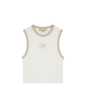 Malelions Women Emblem Sleeveless Crop Top | Cream/Sand