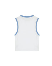 Malelions Women Emblem Sleeveless Crop Top | White/Vista Blue