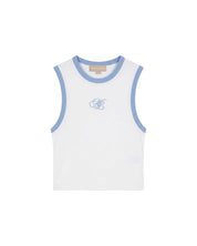 Malelions Women Emblem Sleeveless Crop Top | White/Vista Blue