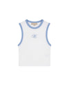  Malelions Women Emblem Sleeveless Crop Top | White/Vista Blue