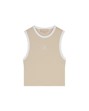 Malelions Women Emblem Sleeveless Crop Top | Sand/White