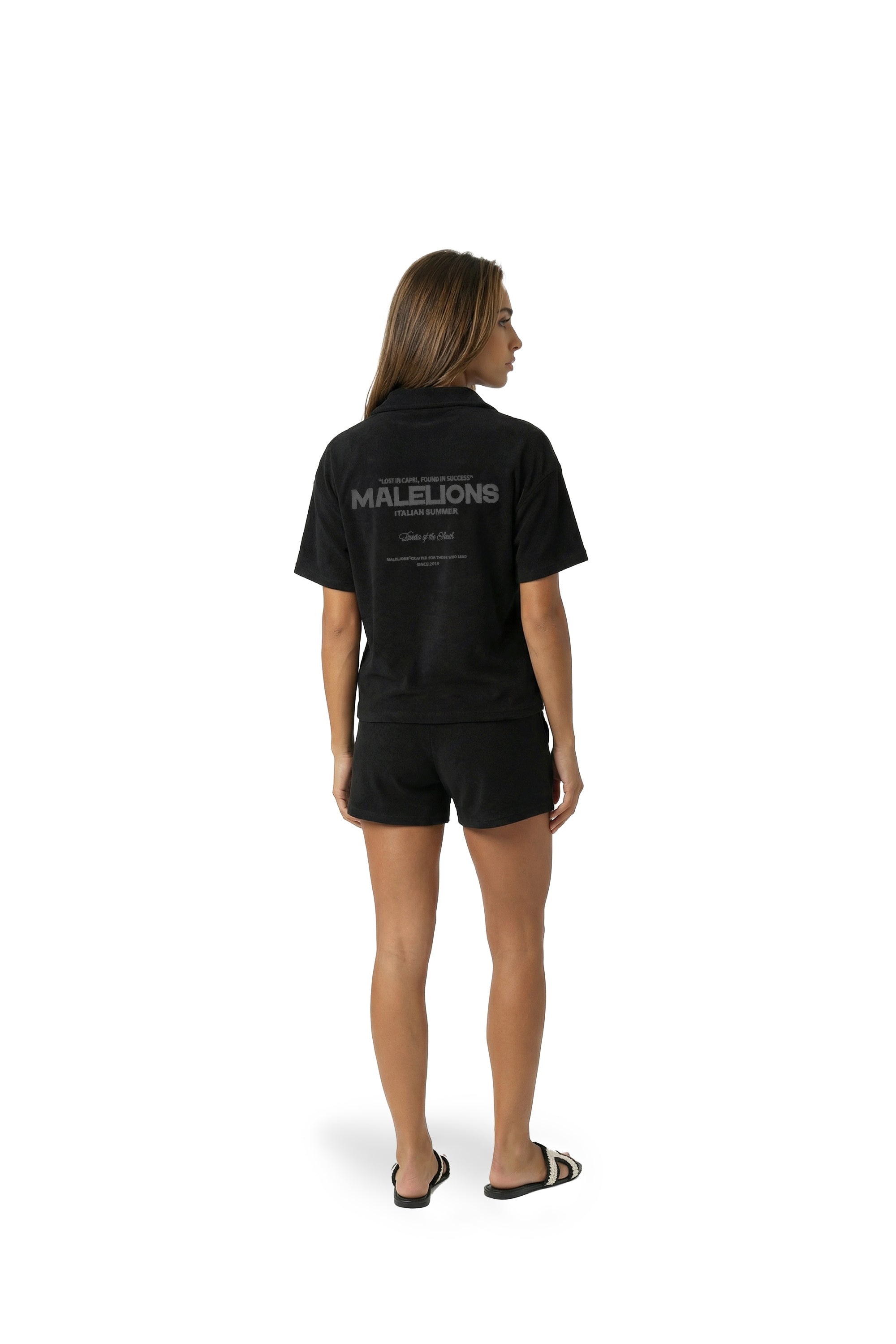 Malelions Women Italian Summer Towelling Shirt | Black