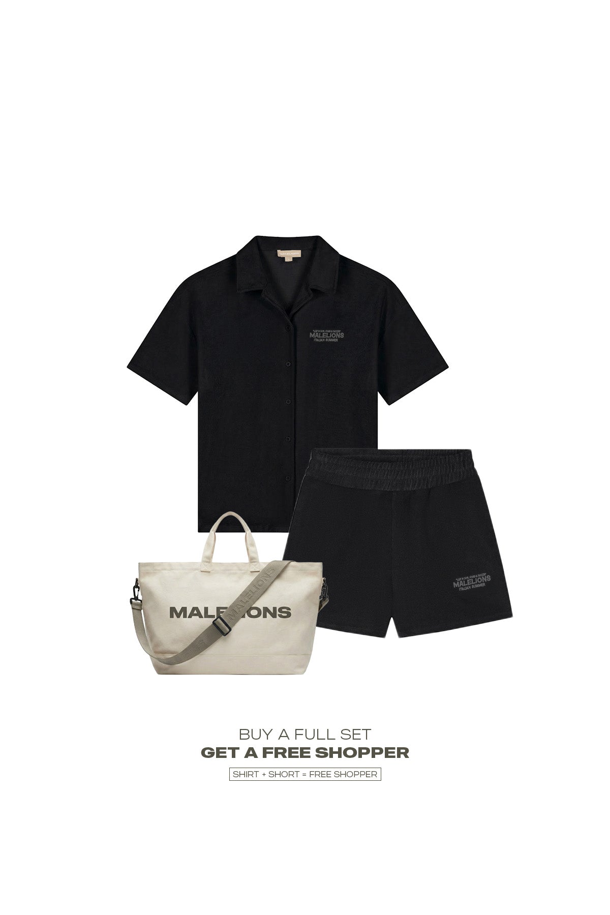 Malelions Women Italian Summer Towelling Shirt | Black