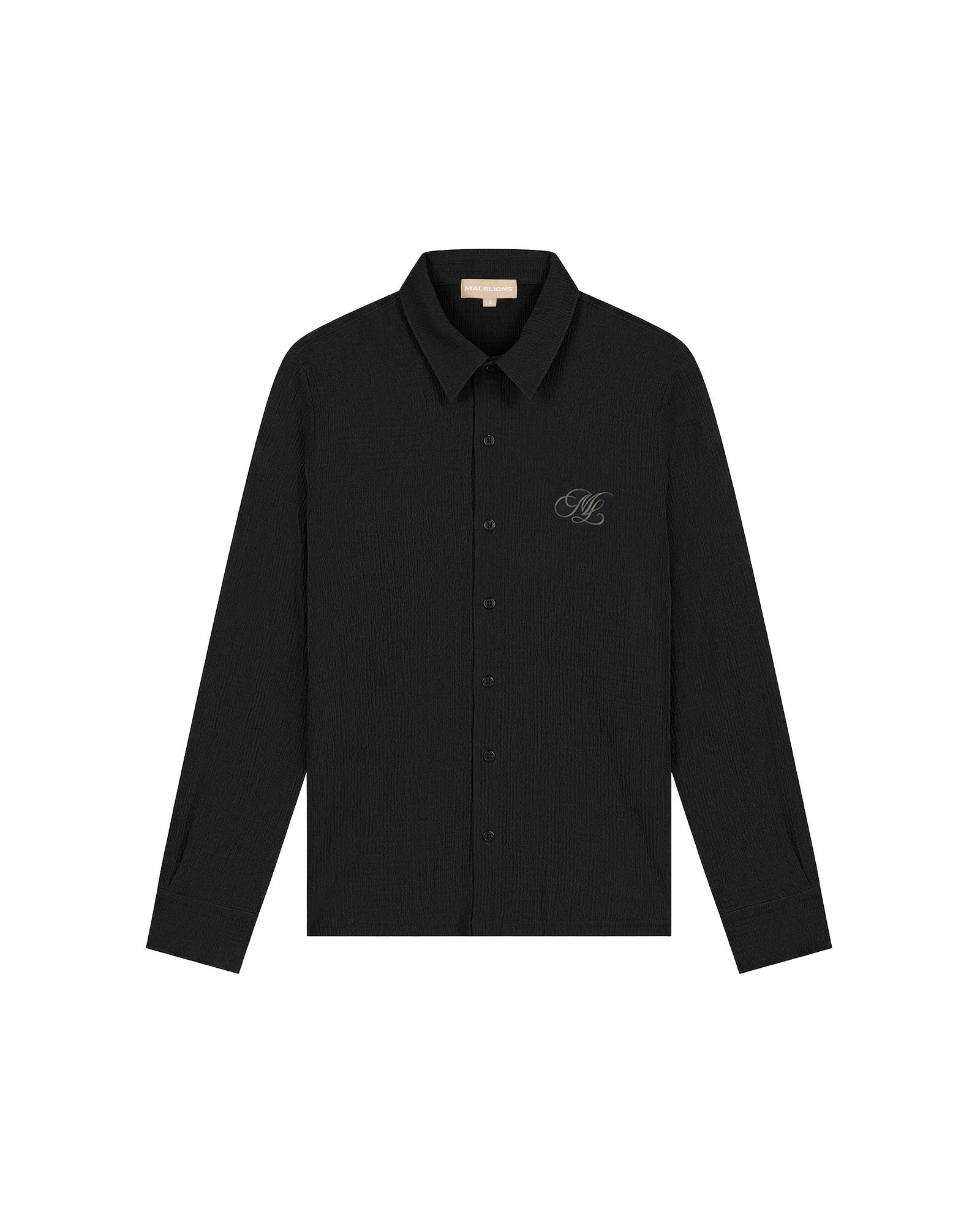Malelions Women Seersucker Button-Up Shirt | Black