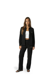 Malelions Women Seersucker Button-Up Shirt | Black