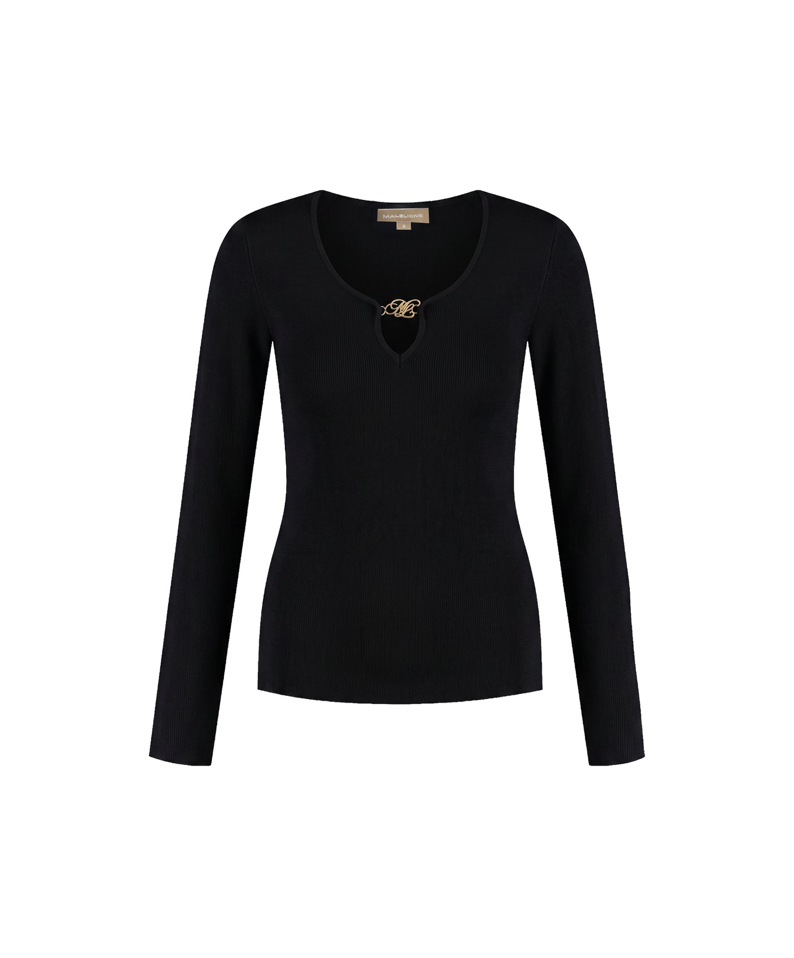 Malelions Women Emblem V-Neck Top | Black