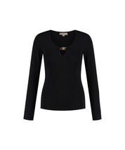 Malelions Women Emblem V-Neck Top | Black
