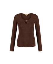 Malelions Women Emblem V-Neck Top | Dark Brown