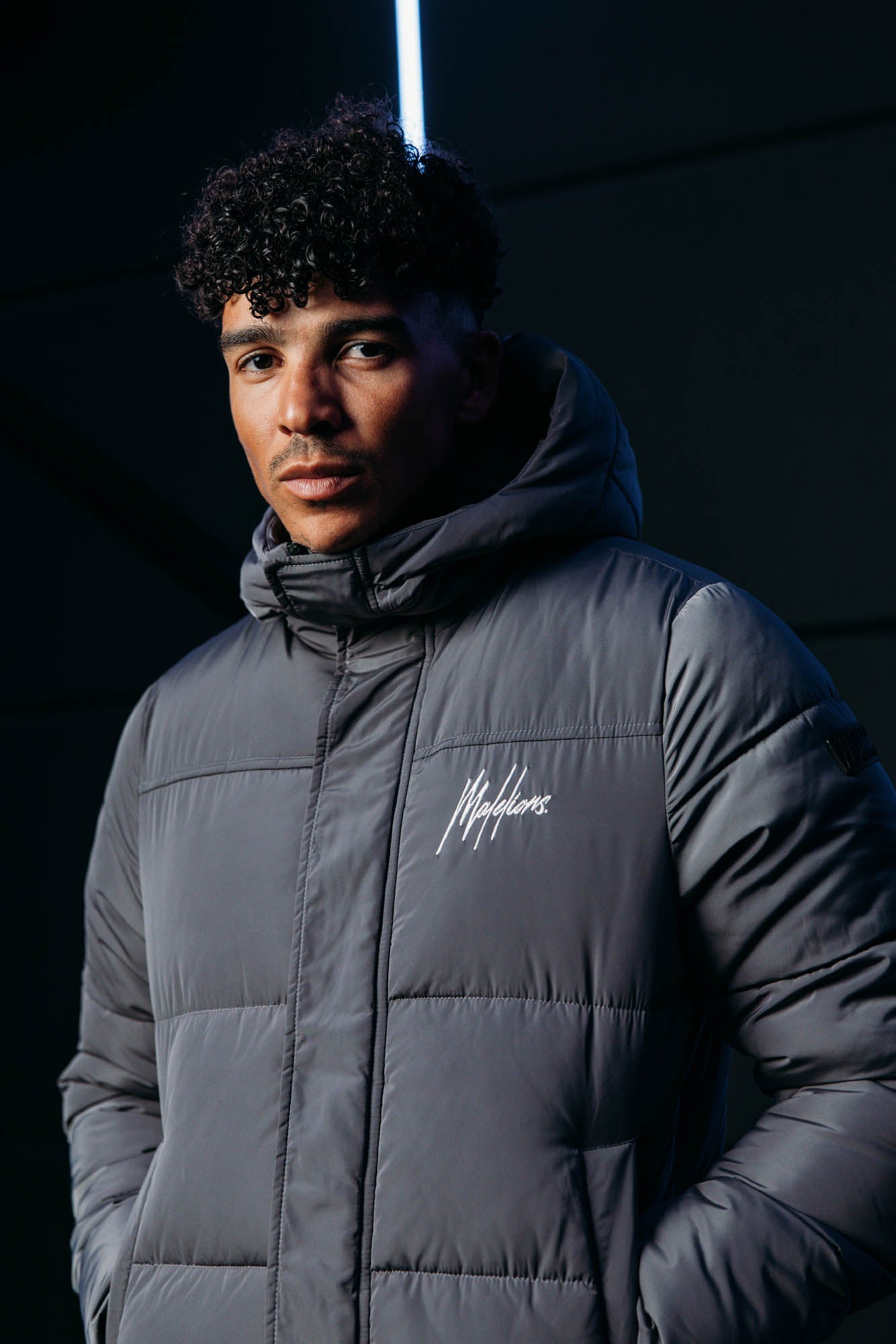 Malelions Sport Ace Mid Length Puffer Jacket | Charcoal