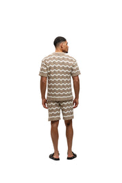 Malelions Men Wavy Crochet Knitted Shirt | Taupe