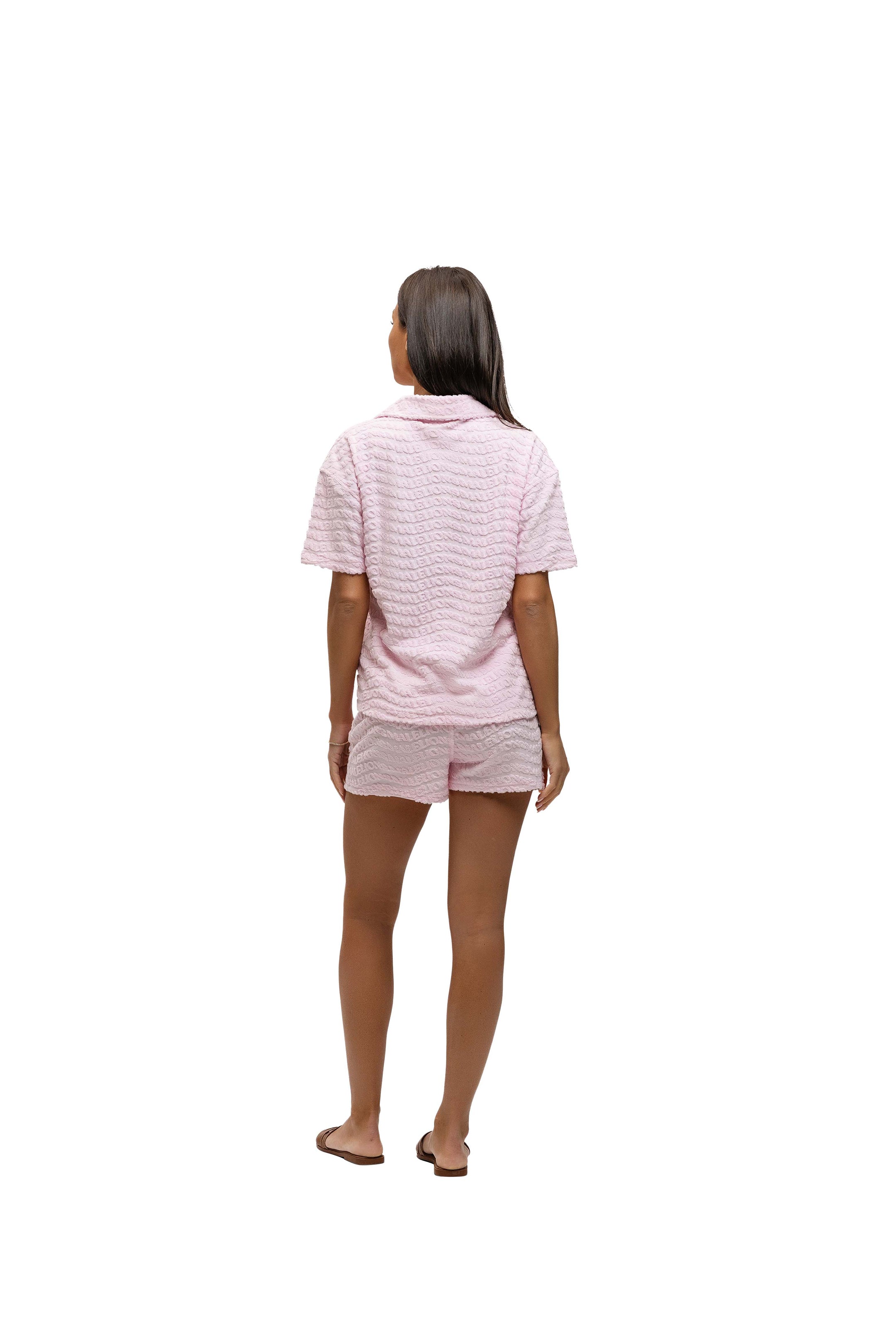 Malelions Women Monogram Wave Towelling Shorts | Dusty Pink