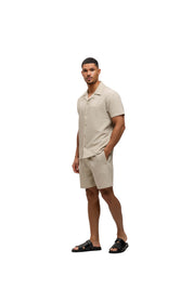 Malelions Men Diagonal Seersucker Shorts | Light Beige