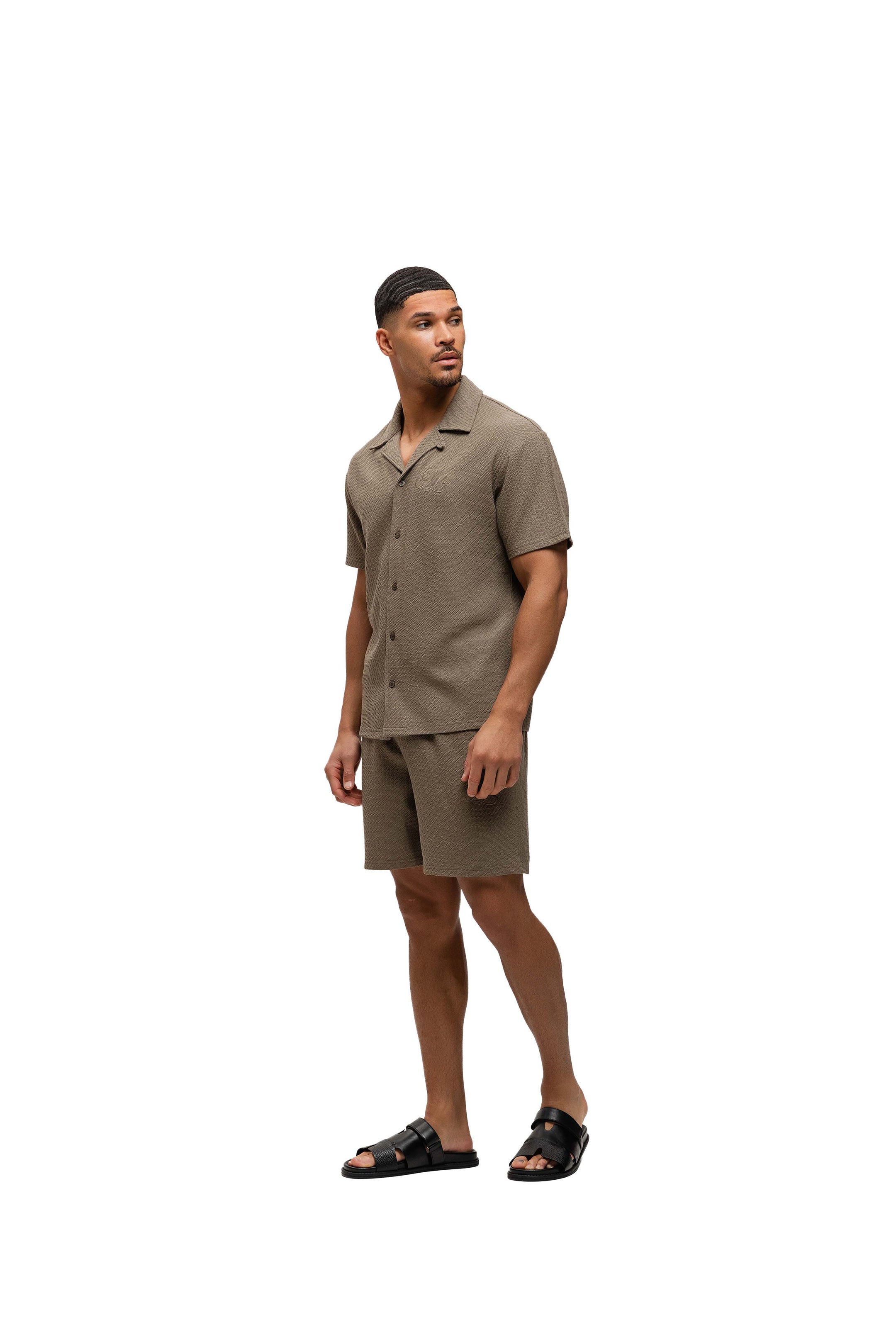 Malelions Men Diagonal Seersucker Shirt | Dark Sage