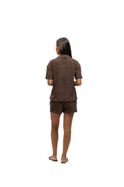 Malelions Women Monogram Wave Towelling Shorts | Espresso