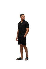 Malelions Men Diagonal Seersucker Shorts | Black