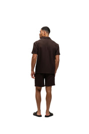 Malelions Men Diagonal Seersucker Shorts | Dark Brown