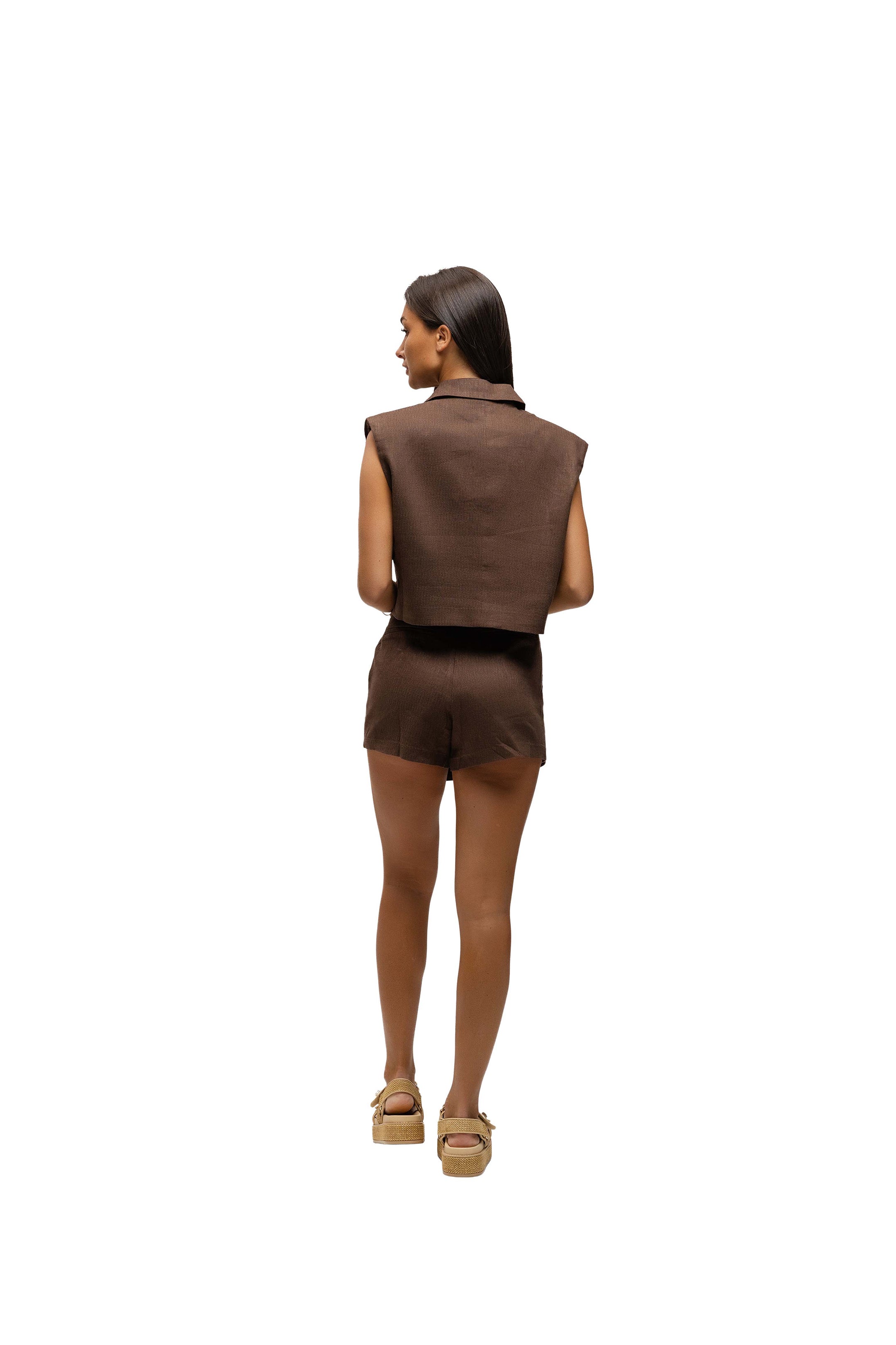 Malelions Women Linen Emblem Skort | Espresso