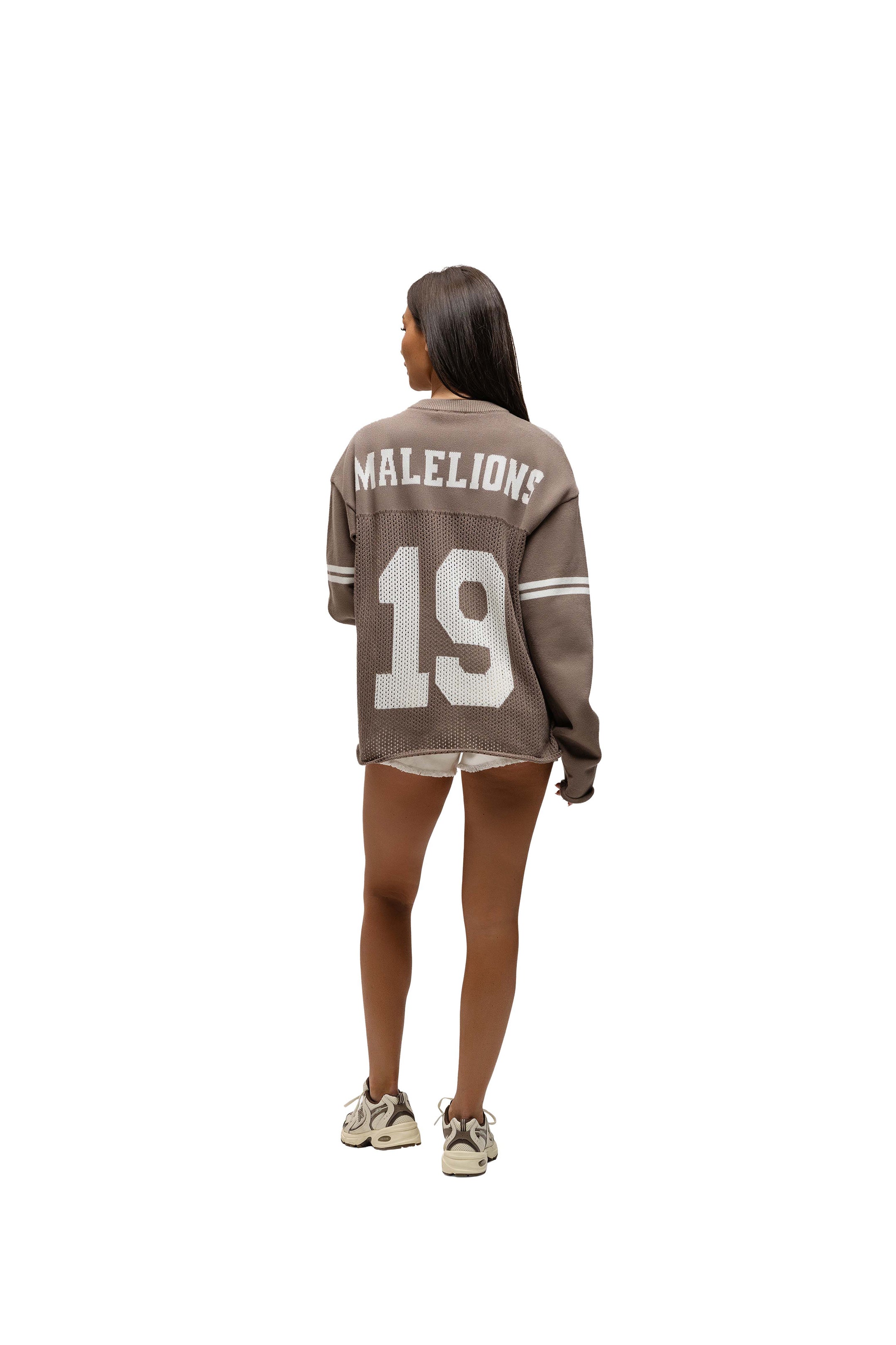 Malelions Women Knitted Football Jersey Longsleeve | Taupe