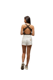 Malelions Women Cross Back Bouclé Bodysuit | Espresso