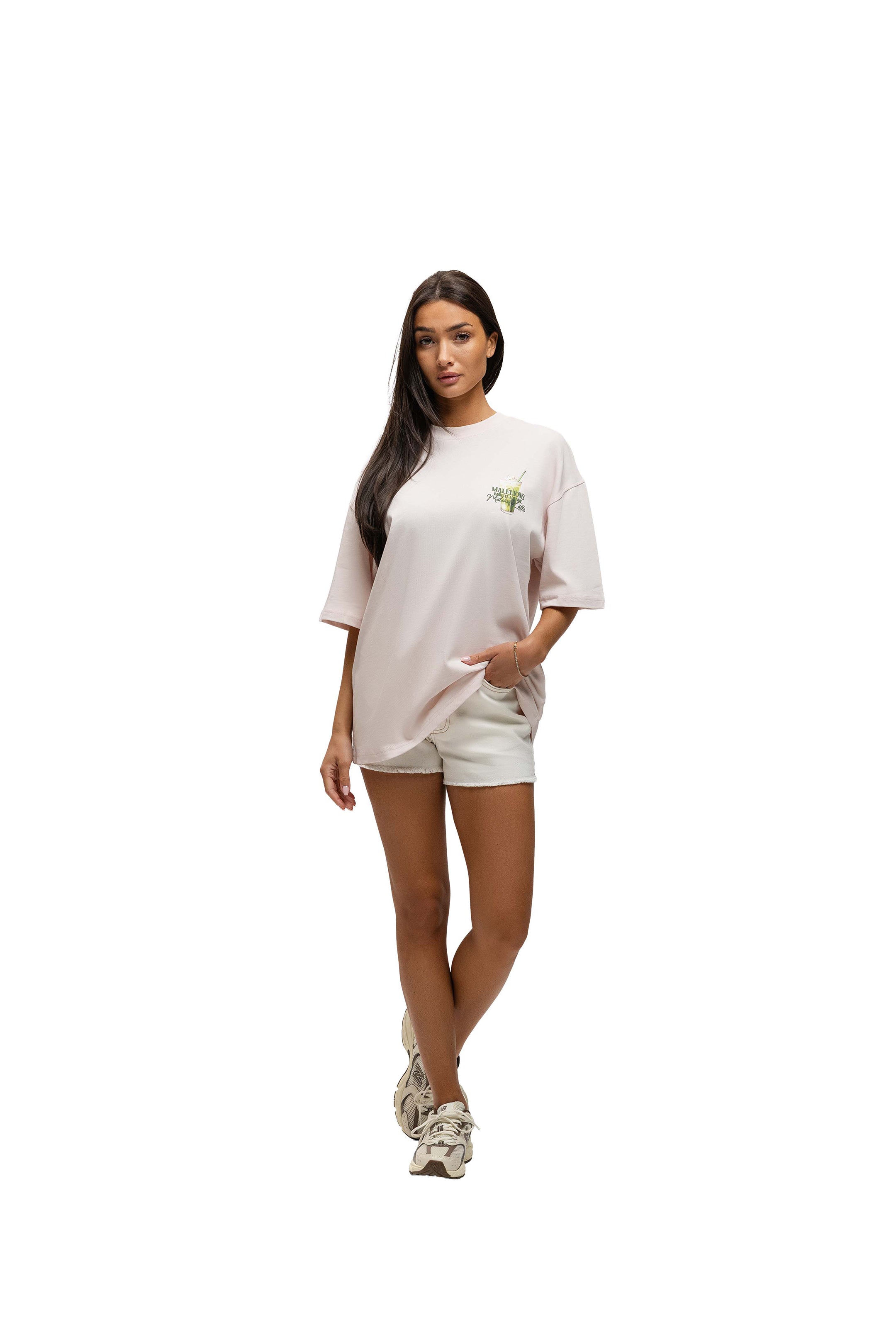 Malelions Women Barista Lounge Oversized T-Shirt | Soft Pink