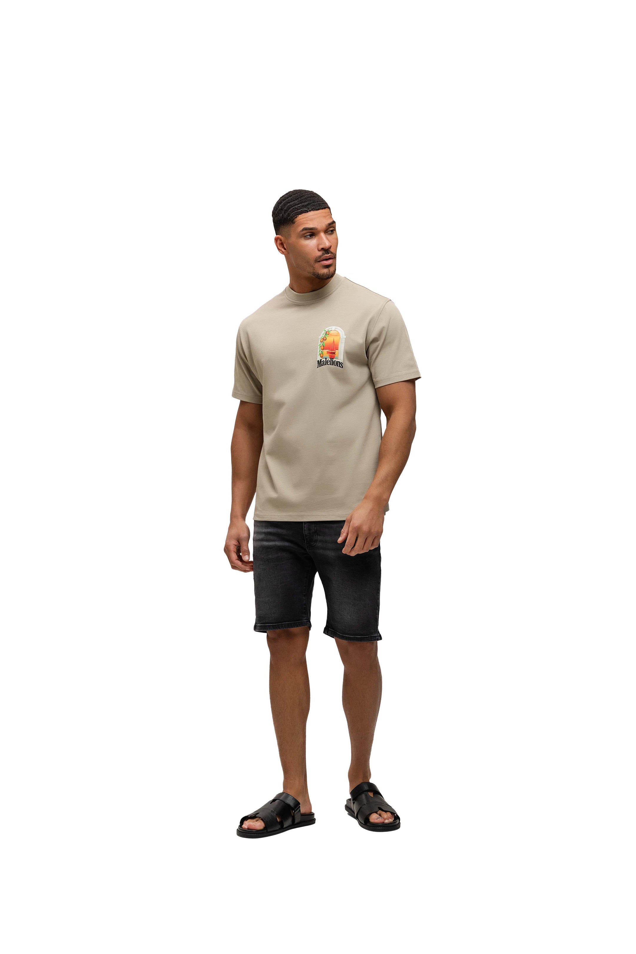 Malelions Men Yacht Window T-Shirt | Taupe