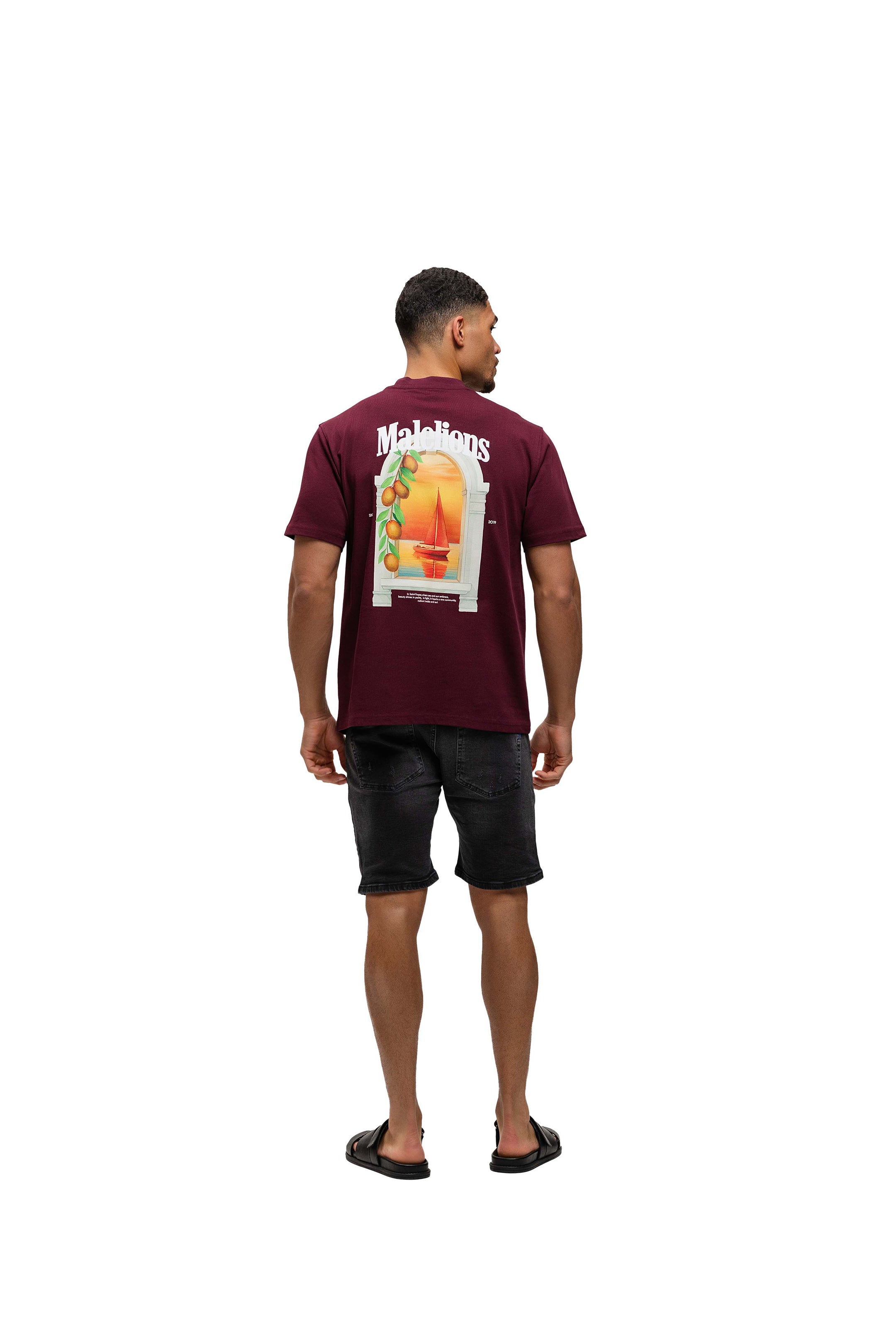 Malelions Men Yacht Window T-Shirt | Burgundy