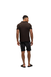 Malelions Men Chunky Waffle Buttonless Polo | Dark Brown