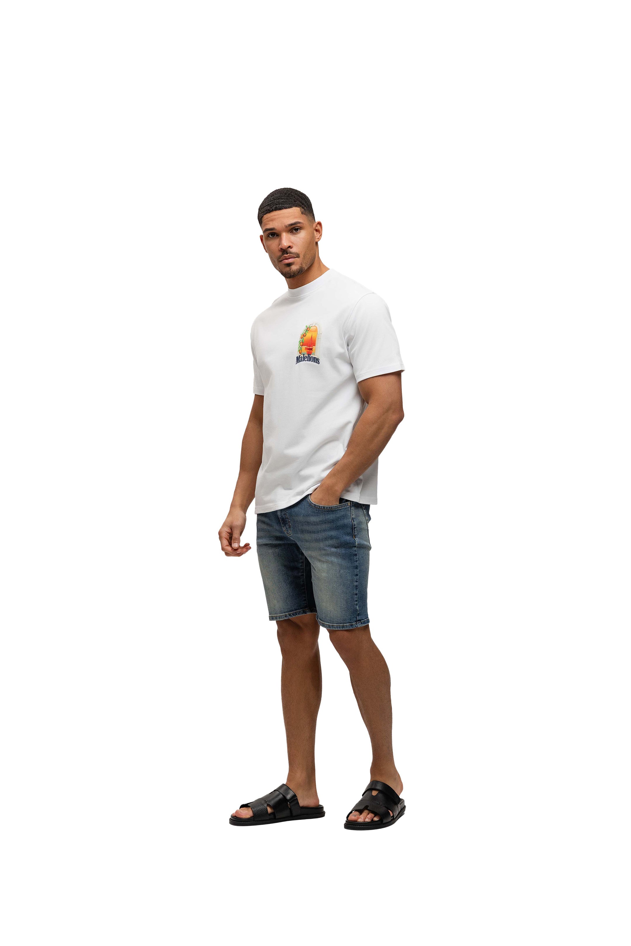 Malelions Men Washed Denim Shorts | Dark Blue