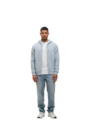 Malelions Men Oversized Knitted Emblem Zip Hoodie | Ice Blue