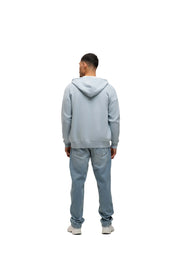 Malelions Men Oversized Knitted Emblem Zip Hoodie | Ice Blue