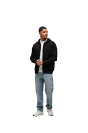 Malelions Men Oversized Knitted Emblem Zip Hoodie | Black