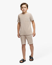 Malelions Junior Signature Towelling Shorts | Taupe