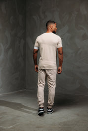 Malelions Men Captain T-Shirt 2.0 | Taupe/White